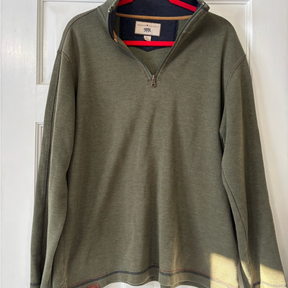 Barbour Men's Khaki Zip-Up Sweater